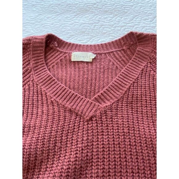 Dreamers Chunky Oversized V-Neck Pullover Sweater Dark Mauve Size Large - Picture 9 of 12